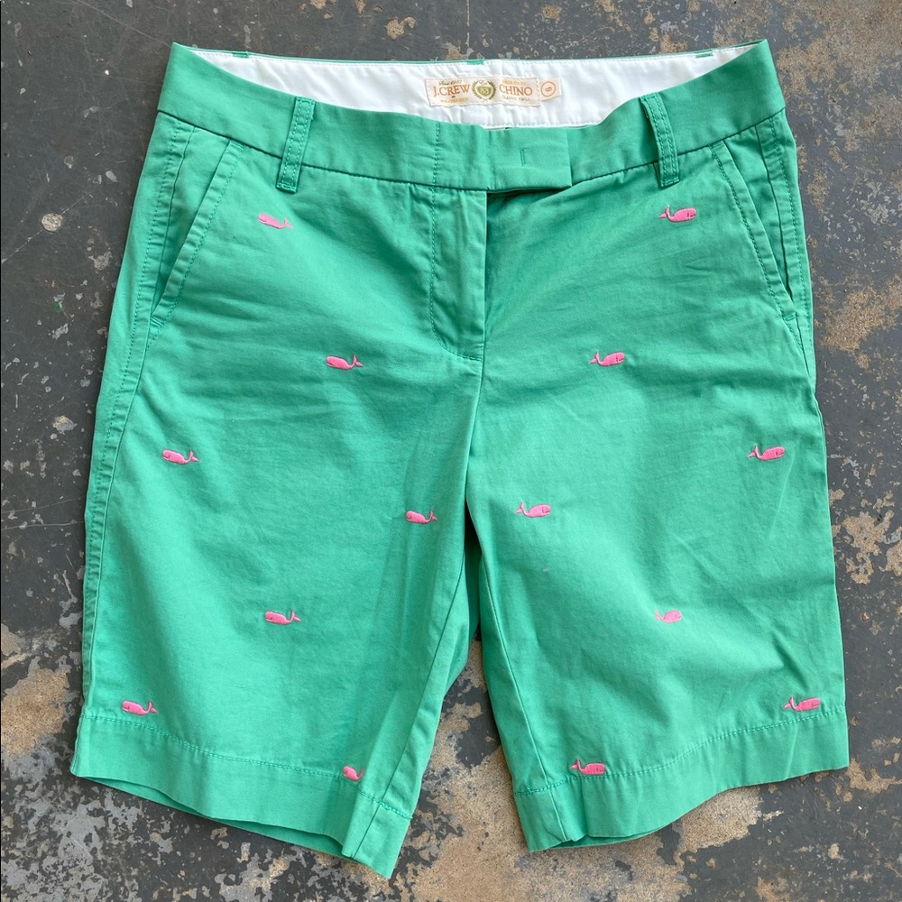 J. Crew Whale Embroidered Bermuda Shorts